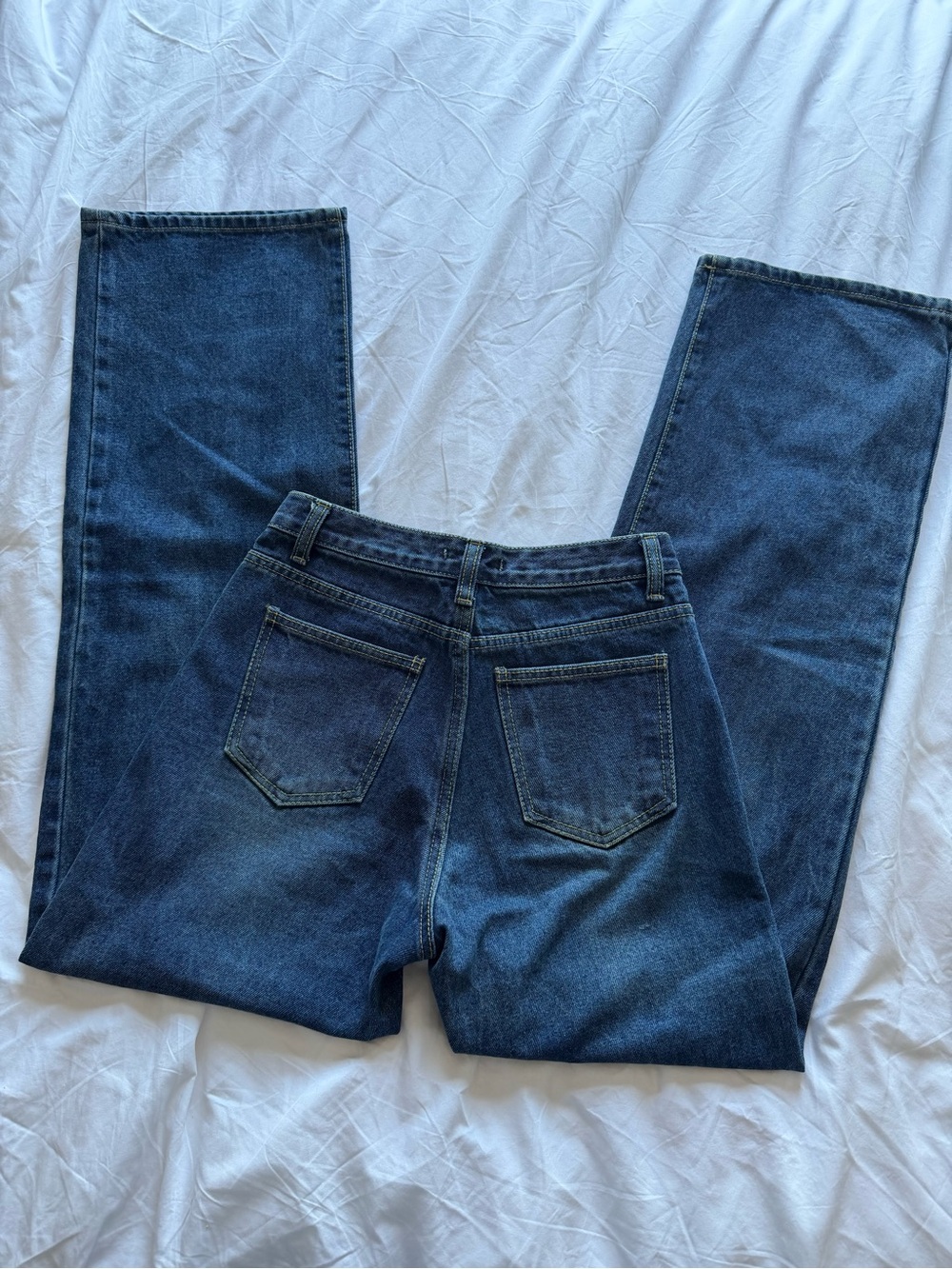 OAK + FORT Straight Leg Dark Blue Oversized High Rise Jeans size Small - Picture 2 of 7